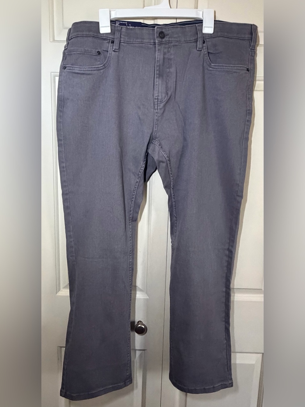 JACHS New York Men's Gray Denim Jeans Straight Fit Comfort Stretch 5-Pocket